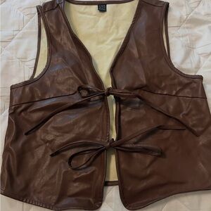 SHEIN Brown Faux Leather Vest